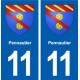 11 Pennautier stemma, città adesivo, adesivo piastra