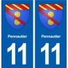 11 Pennautier stemma, città adesivo, adesivo piastra