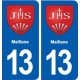 13 Maillane blason ville autocollant plaque sticker