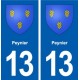 13 Peynier blason ville autocollant plaque sticker