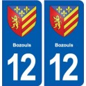 12 Bozouls escudo de armas de la ciudad de etiqueta, placa de la etiqueta engomada