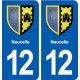 12 Naucelle blason ville autocollant plaque sticker