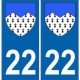 22 Côtes d'Armor autocollant plaque blason armoiries stickers département