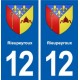 12 Rieupeyroux blason ville autocollant plaque sticker
