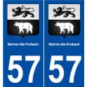 57 Behren-lès-Forbach blason autocollant plaque stickers ville