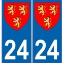 24 de la Dordoña de la etiqueta engomada de la placa de escudo de armas el escudo de armas de pegatinas departamento