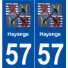 57 Hayange blason autocollant plaque stickers ville
