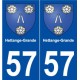 57 Hettange-Grande escudo de armas de la etiqueta engomada de la placa de pegatinas de la ciudad