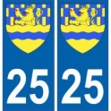 25 Doubs adesivo piastra stemma coat of arms adesivi dipartimento