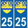 25 Doubs autocollant plaque blason armoiries stickers département