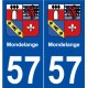 57 Mondelange blason autocollant plaque stickers ville