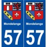 57 Mondelange blason autocollant plaque stickers ville