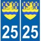 25 Doubs autocollant plaque blason armoiries stickers département