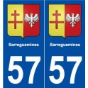 57 Sarreguemines escudo de armas de la etiqueta engomada de la placa de pegatinas de la ciudad