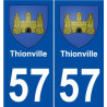 57 Thionville blason autocollant plaque stickers ville