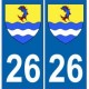 26 Drôme autocollant plaque blason armoiries stickers département