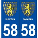 58 Nevers escudo de armas de la etiqueta engomada de la placa de pegatinas de la ciudad