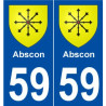 59 Abscon blason autocollant plaque stickers ville