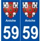 59 Aniche blason autocollant plaque stickers ville