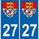 27 Eure autocollant plaque blason armoiries stickers département