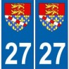 27 Eure autocollant plaque blason armoiries stickers département