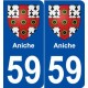 59 Aniche blason autocollant plaque stickers ville
