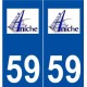 59 Aniche logo autocollant plaque stickers ville