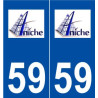 59 Aniche logo autocollant plaque stickers ville