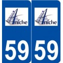 59 Aniche logo autocollant plaque stickers ville