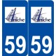 59 Aniche logo autocollant plaque stickers ville