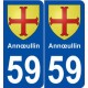 59 Annœullin blason autocollant plaque stickers ville