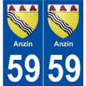59 Anzin blason autocollant plaque stickers ville