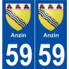 59 Anzin blason autocollant plaque stickers ville