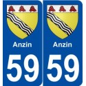 59 Anzin blason autocollant plaque stickers ville
