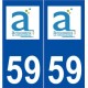 59 Armentières logo autocollant plaque stickers ville