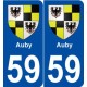 59 Auby blason autocollant plaque stickers ville