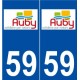 59 Auby logo autocollant plaque stickers ville
