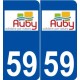 59 Auby logo autocollant plaque stickers ville