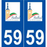 59 Bailleul logo autocollant plaque stickers ville