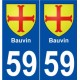 59 Bauvin blason autocollant plaque stickers ville