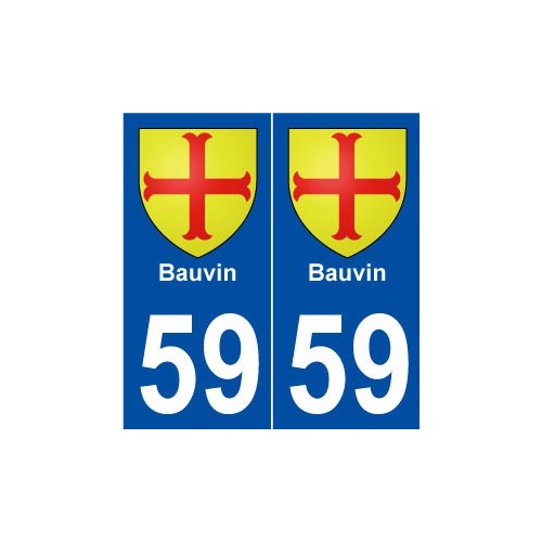 59 Bauvin blason autocollant plaque stickers ville