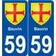 59 Bauvin blason autocollant plaque stickers ville