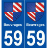 59 Beuvrages blason autocollant plaque stickers ville