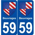 59 Beuvrages blason autocollant plaque stickers ville