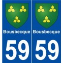 59 Bousbecque blason autocollant plaque stickers ville