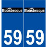 59 Bousbecque logo autocollant plaque stickers ville