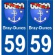59 Bray-Dunes blason autocollant plaque stickers ville