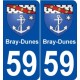 59 Bray-Dunes blason autocollant plaque stickers ville