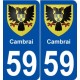 59 Cambrai blason autocollant plaque stickers ville
