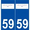 59 Cambrai logo autocollant plaque stickers ville